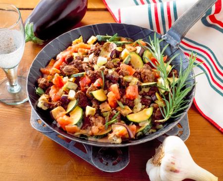Quick ground beef-vegetable stir-fry
